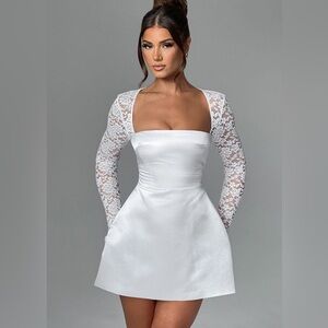 Chic White Lace Long Sleeve Dress
